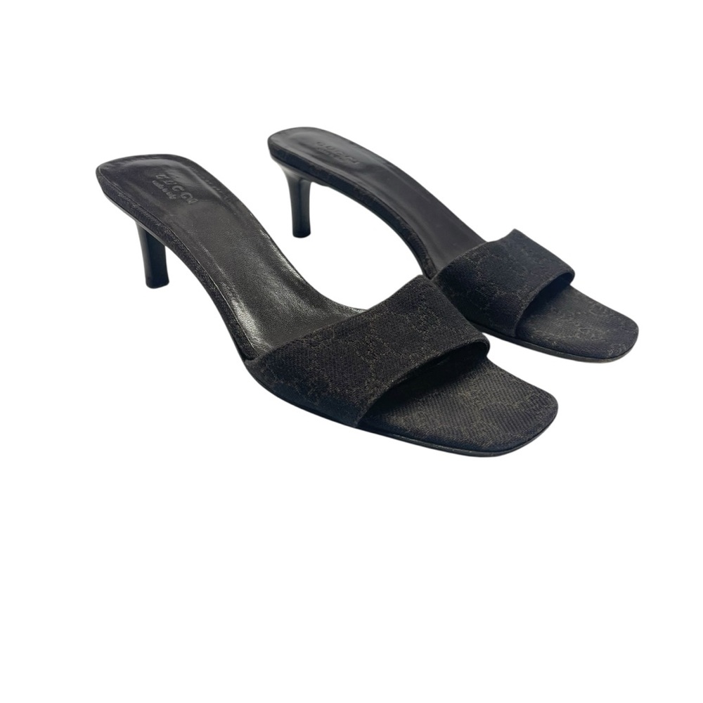 Gucci Canvas Monogram Mules Heels